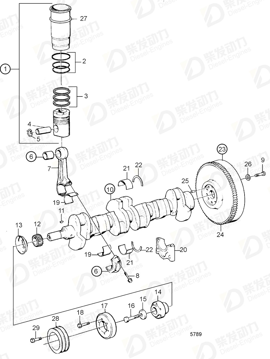 VOLVO Crankshaft 842376 Drawing